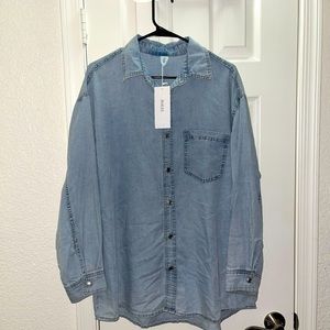 Brand New H &M Oversized Light Denim Button Down Shirt.